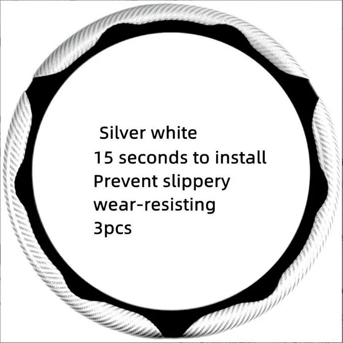 🏎️ Carbon Fiber-Style Steering Wheel Cover — Anti-Slip Car Steering Wheel Cover for 15-Inch Steering Wheels