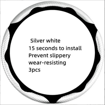 🏎️ Carbon Fiber-Style Steering Wheel Cover — Anti-Slip Car Steering Wheel Cover for 15-Inch Steering Wheels