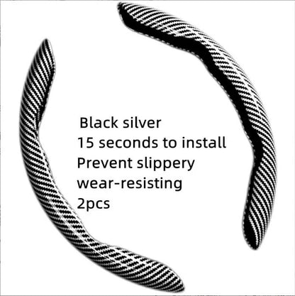 🏎️ Carbon Fiber-Style Steering Wheel Cover — Anti-Slip Car Steering Wheel Cover for 15-Inch Steering Wheels