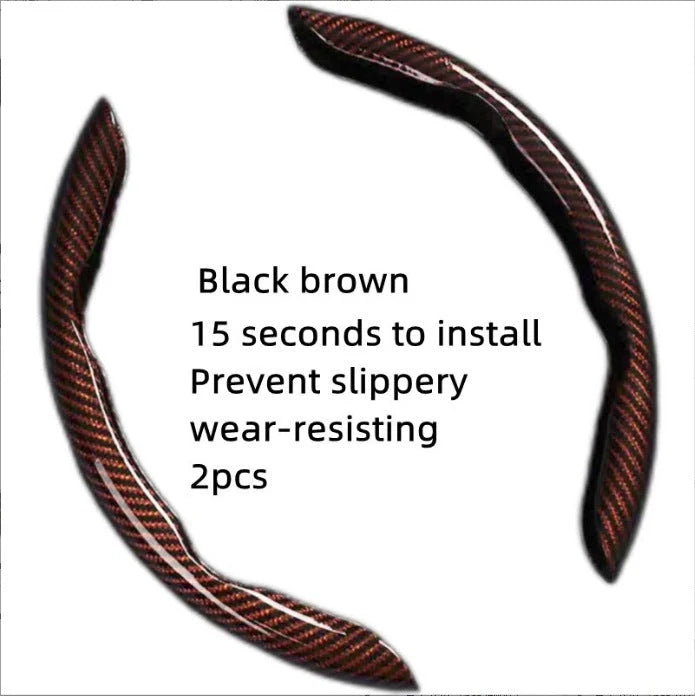 🏎️ Carbon Fiber-Style Steering Wheel Cover — Anti-Slip Car Steering Wheel Cover for 15-Inch Steering Wheels