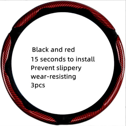 🏎️ Carbon Fiber-Style Steering Wheel Cover — Anti-Slip Car Steering Wheel Cover for 15-Inch Steering Wheels