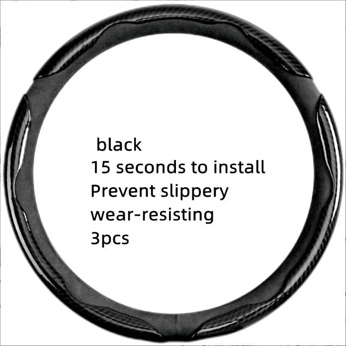 🏎️ Carbon Fiber-Style Steering Wheel Cover — Anti-Slip Car Steering Wheel Cover for 15-Inch Steering Wheels
