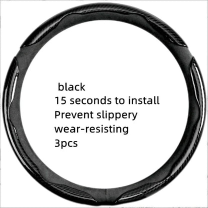 🏎️ Carbon Fiber-Style Steering Wheel Cover — Anti-Slip Car Steering Wheel Cover for 15-Inch Steering Wheels