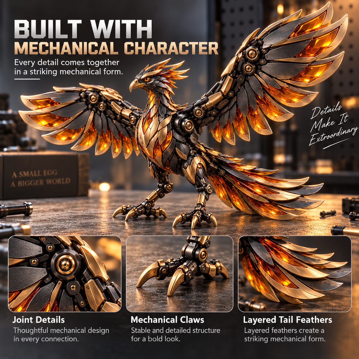 🥚✨ 2-in-1 Transforming Mechanical Fantasy Eggs – Griffin & Phoenix Collectible Figures