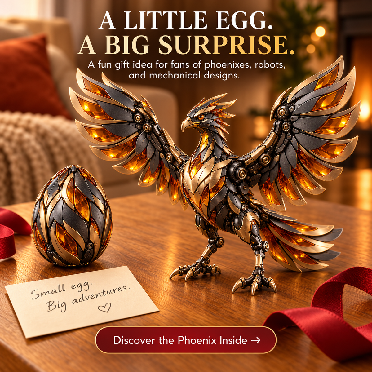 🥚✨ 2-in-1 Transforming Mechanical Fantasy Eggs – Griffin & Phoenix Collectible Figures