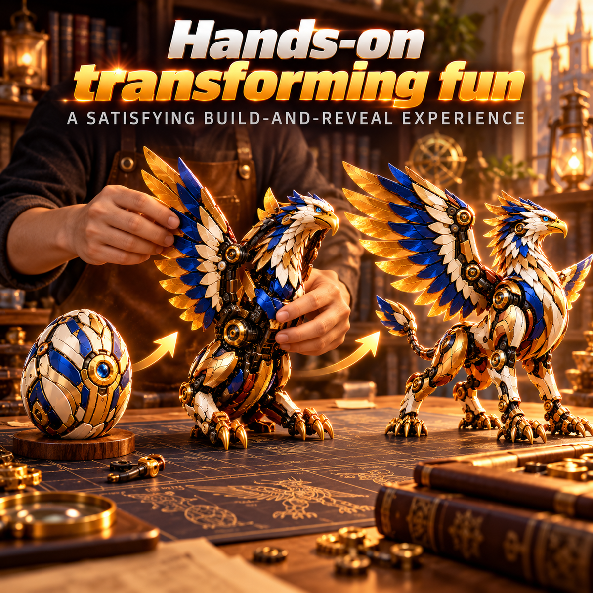 🥚✨ 2-in-1 Transforming Mechanical Fantasy Eggs – Griffin & Phoenix Collectible Figures