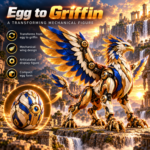 🥚✨ 2-in-1 Transforming Mechanical Fantasy Eggs – Griffin & Phoenix Collectible Figures