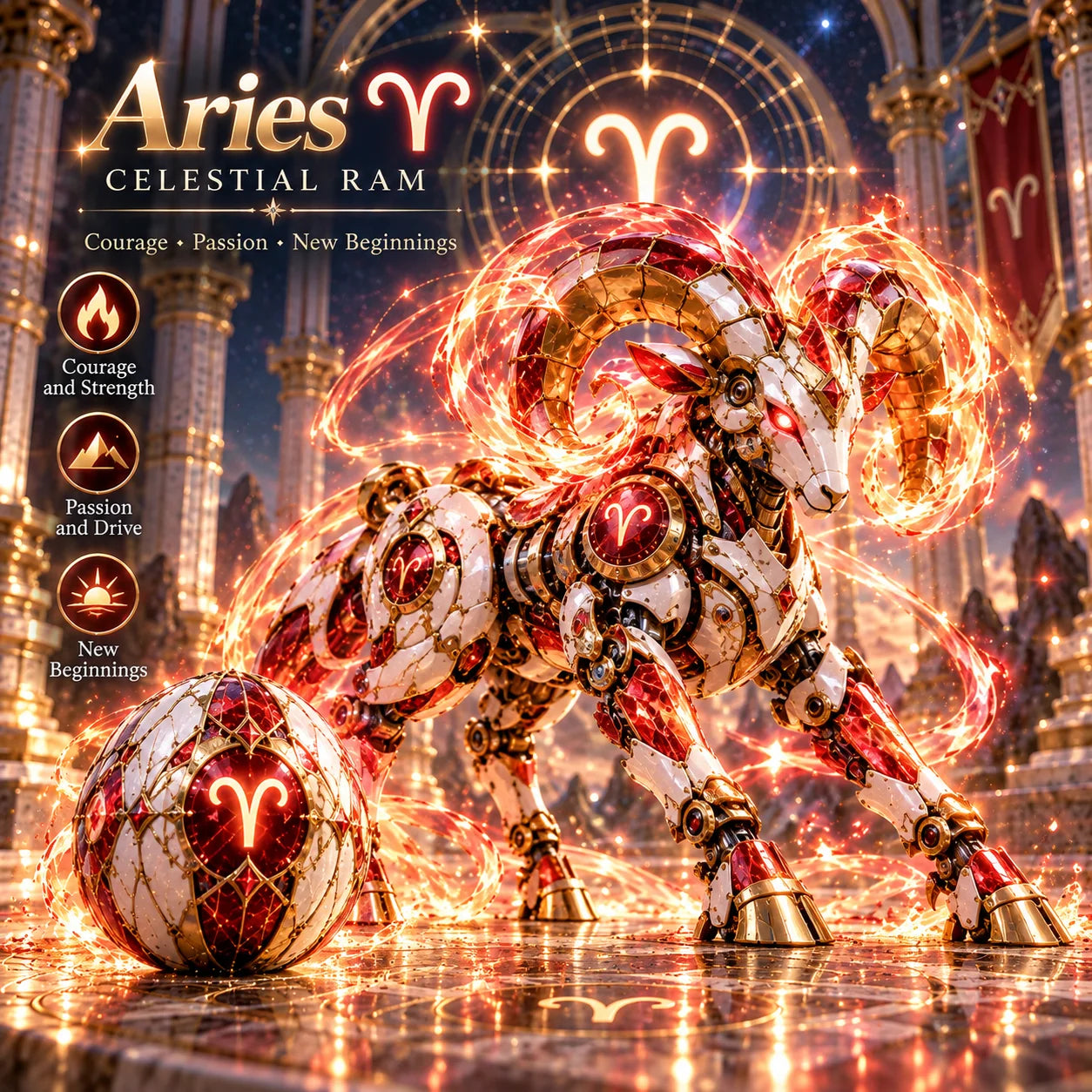 Aries celestial ram guardian illustration