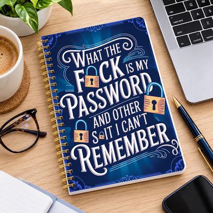 📒🔐 Funny Password Keeper Notebook – Spiral-Bound Password Organizer with Hilarious Security Quotes | Easy Password Tracking ✍️