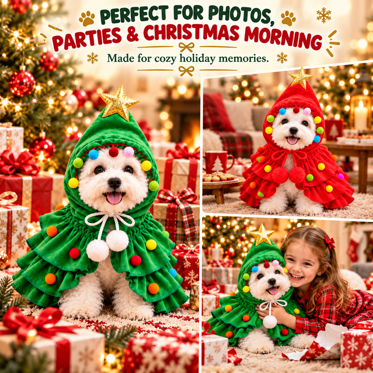 Christmas Tree Pet Costume for Dogs & Cats – Festive Holiday Outfit