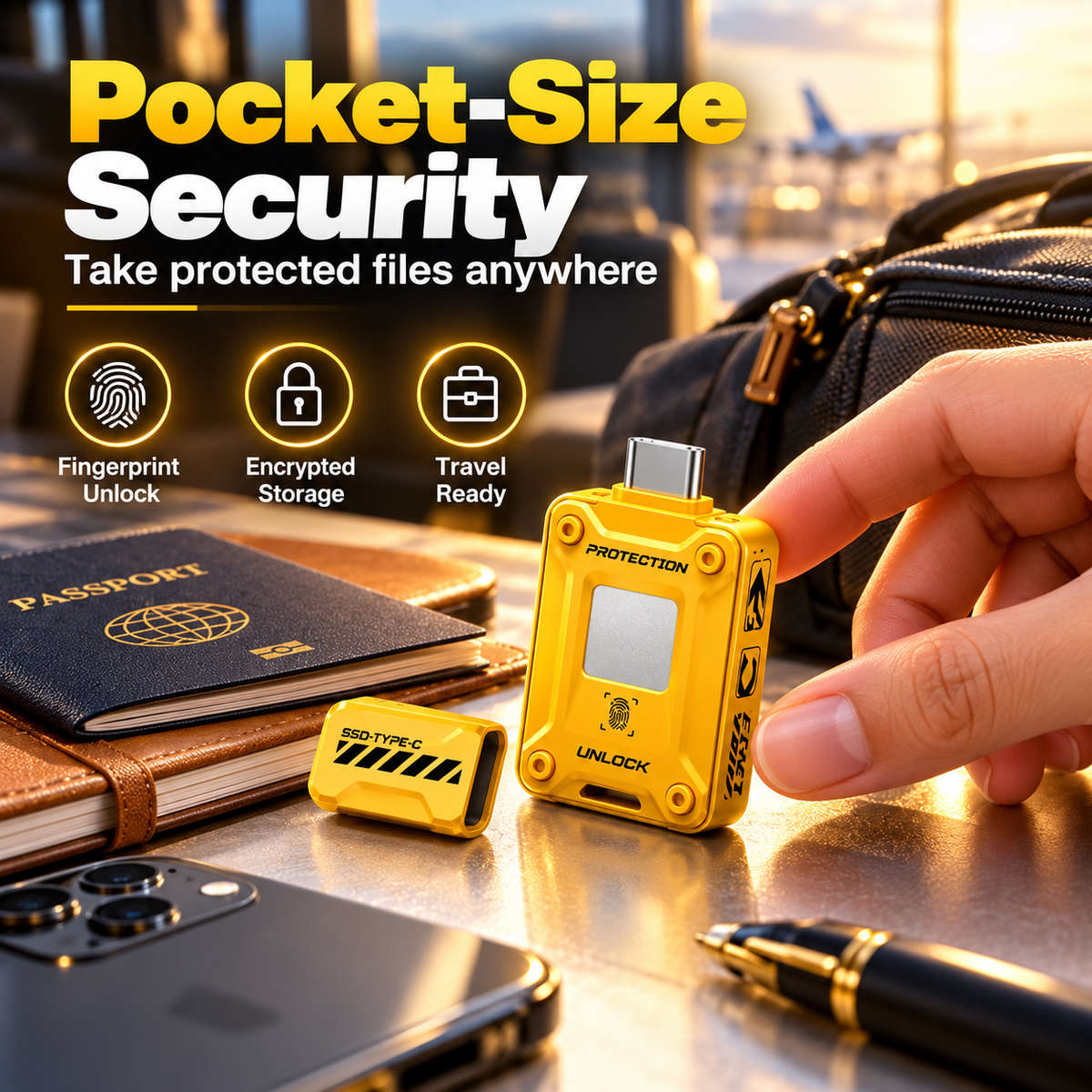 🔐 EAGET FU80 Fingerprint Encrypted SSD – High-Speed USB-C Flash Drive for Secure Data Storage