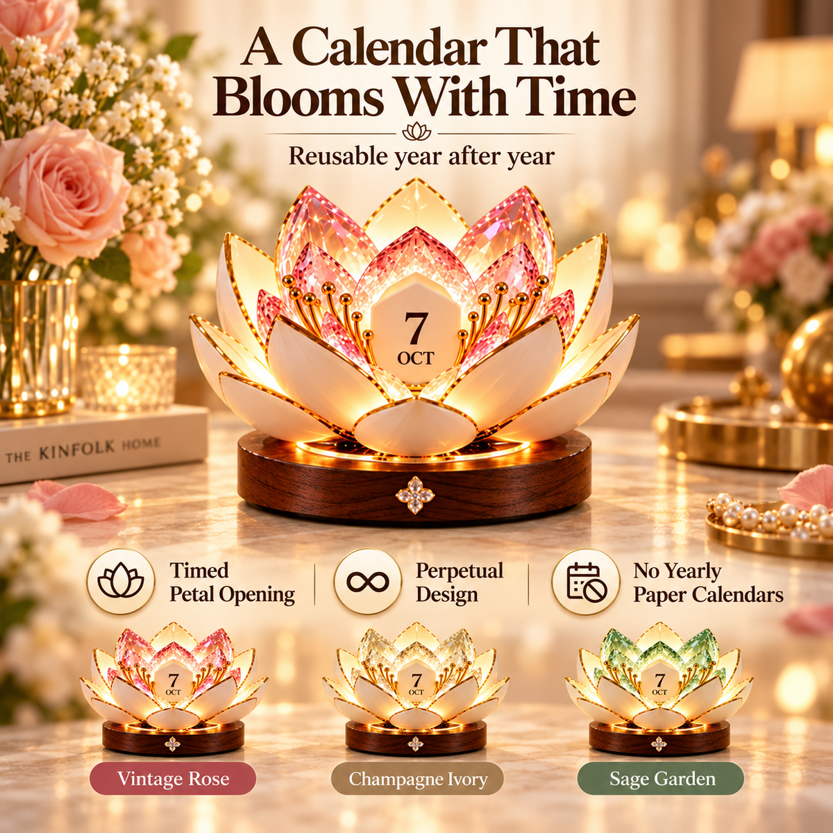 🌸✨ Automatic Blooming Perpetual Calendar | A Timeless Flower That Blooms Year After Year 🌷♾️