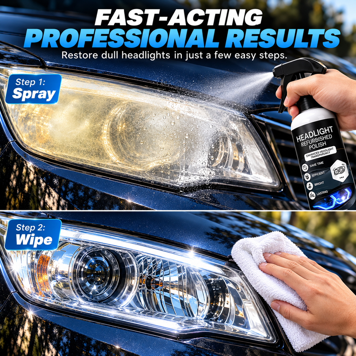 💡 Crystal Coating Headlight Restoration Fluid – Restore Clarity & Shine to Cloudy, Yellowed Headlights