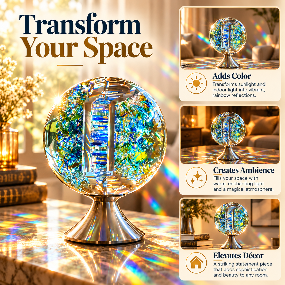 🌈✨ Magical Rainbow Crystal Light Sculpture – Stunning Glass Art That Fills Your Room with Colorful Reflections!