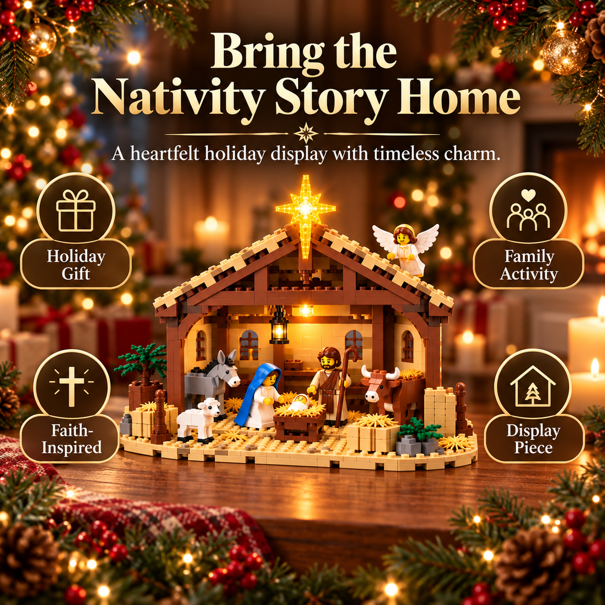 🎄🎁 Build the Christmas Story – DIY Nativity Scene Building Blocks Set for Holiday Decor & Gifts