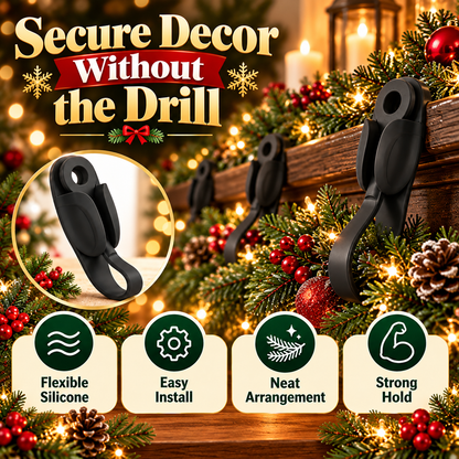 🎄 6-Pack No-Drill Christmas Garland Clips – Invisible Adhesive Holders for Mantels, Stairs & Holiday Decorations ✨