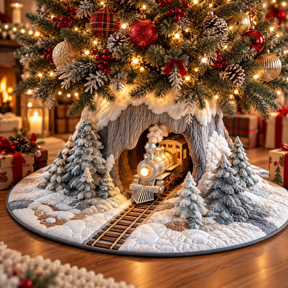 🎄✨ 3D Optical Illusion Christmas Tree Skirt – Festive Holiday Tree Decor 🎅