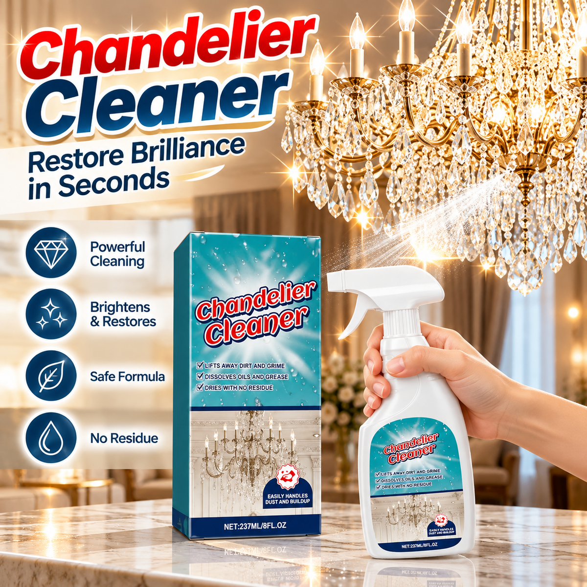 💯 Powerful Stain Removal-chandelier Cleaner