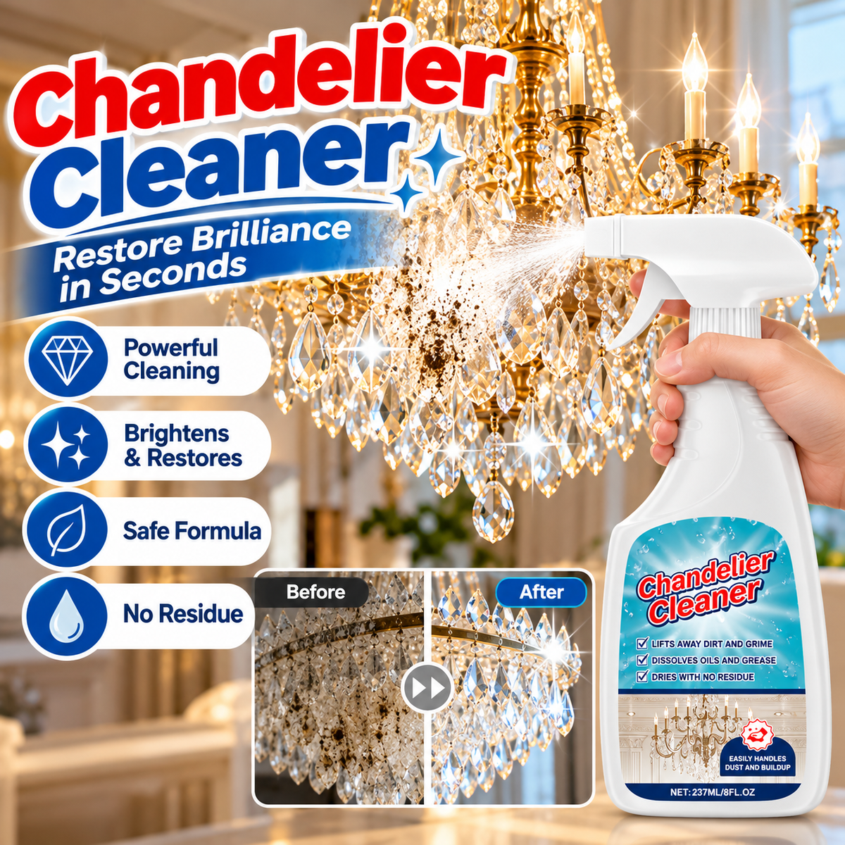 💯 Powerful Stain Removal-chandelier Cleaner