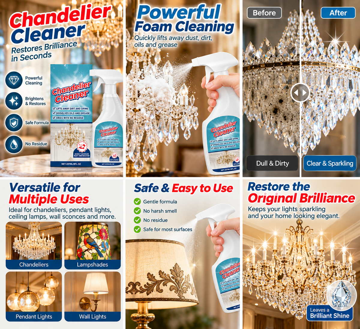 💯 Powerful Stain Removal-chandelier Cleaner