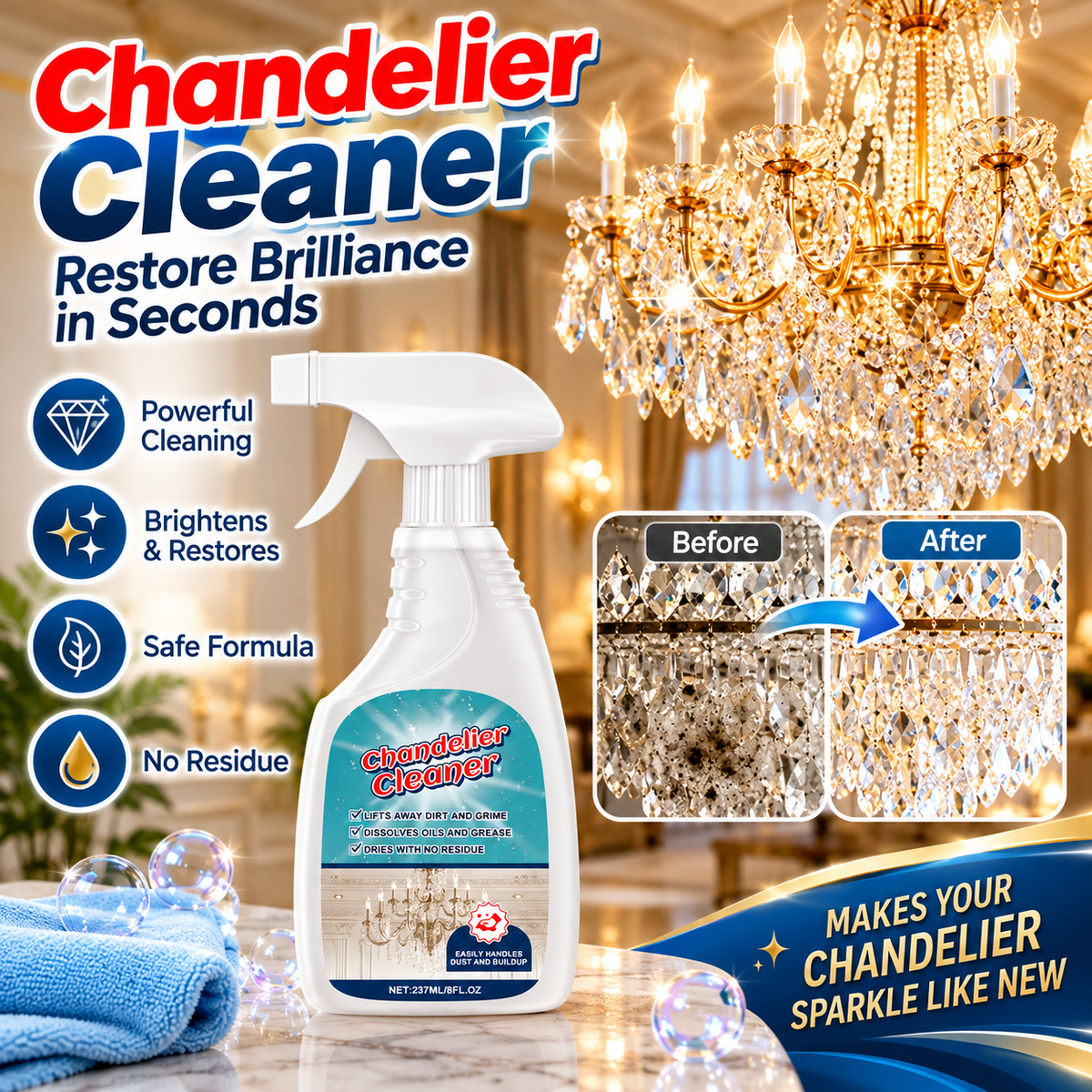 💯 Powerful Stain Removal-chandelier Cleaner