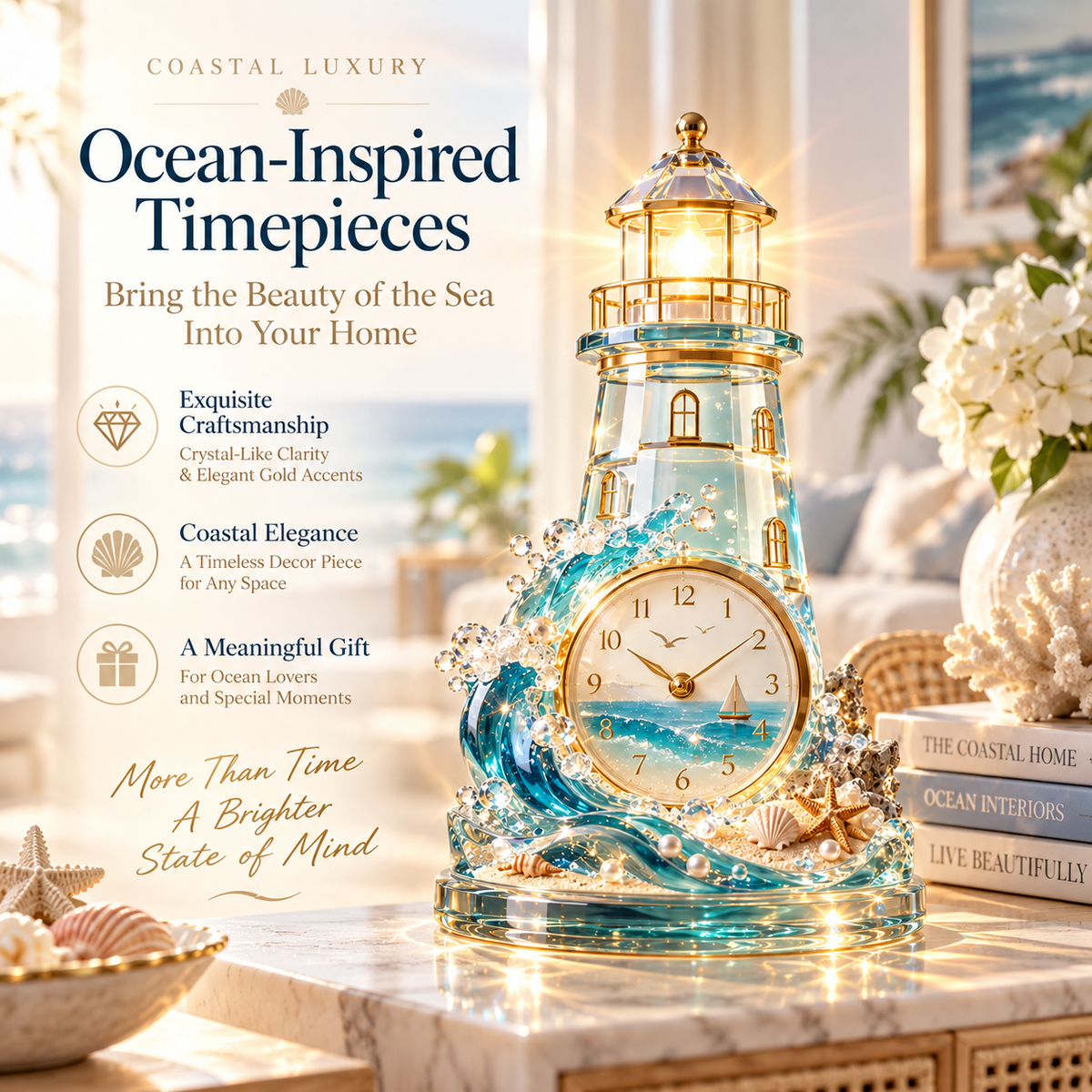Ncrovopro coastal clock home decor display
