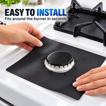 4-Piece Reusable Non-Stick Gas Stove Burner Covers – Heat-Resistant & Washable