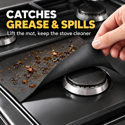 4-Piece Reusable Non-Stick Gas Stove Burner Covers – Heat-Resistant & Washable
