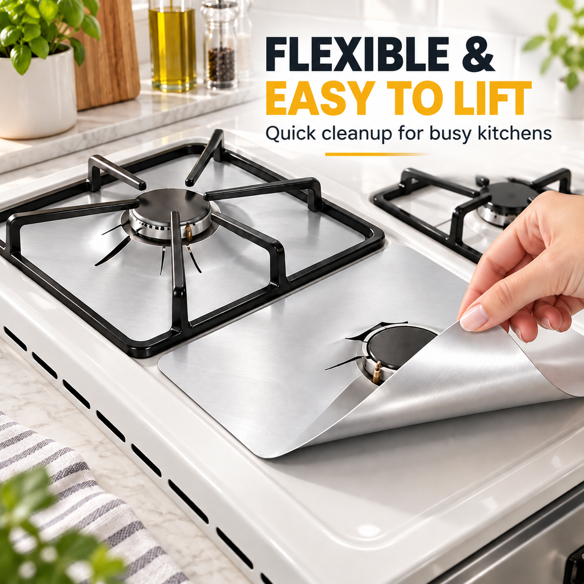4-Piece Reusable Non-Stick Gas Stove Burner Covers – Heat-Resistant & Washable