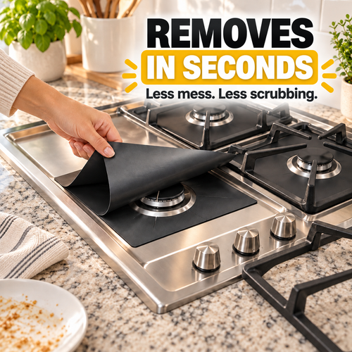 4-Piece Reusable Non-Stick Gas Stove Burner Covers – Heat-Resistant & Washable