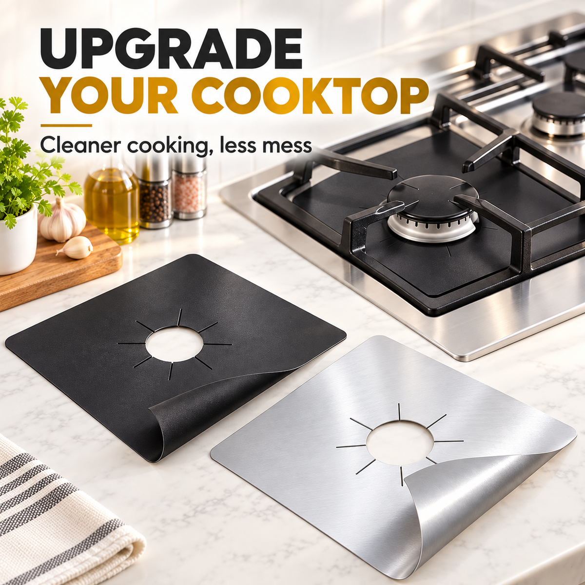 4-Piece Reusable Non-Stick Gas Stove Burner Covers – Heat-Resistant & Washable
