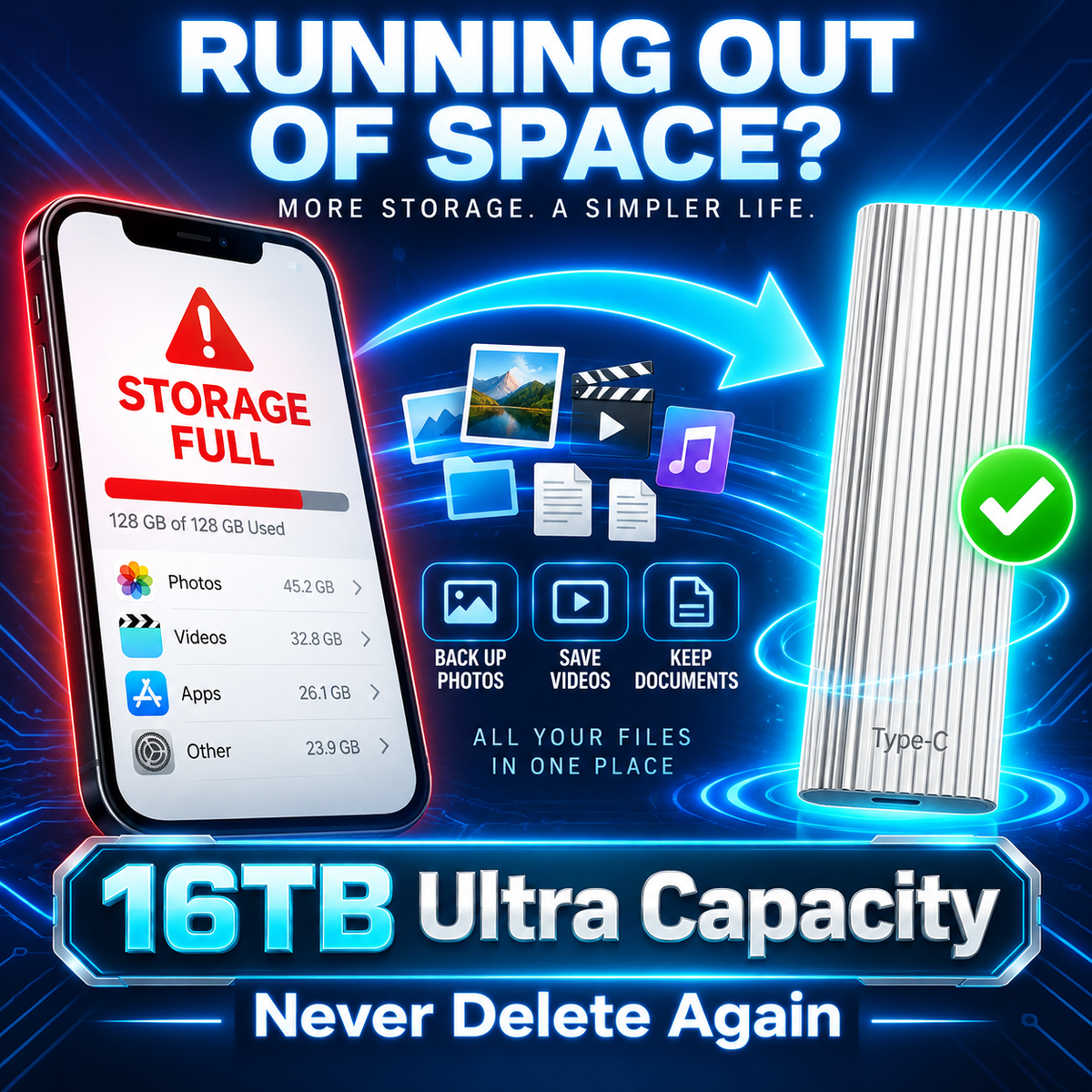 Portable Type-C Mini SSD – Compact External Storage Drive