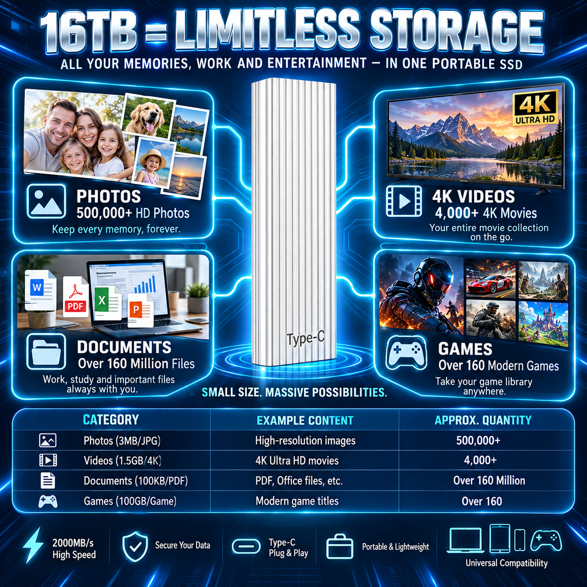 Portable Type-C Mini SSD – Compact External Storage Drive