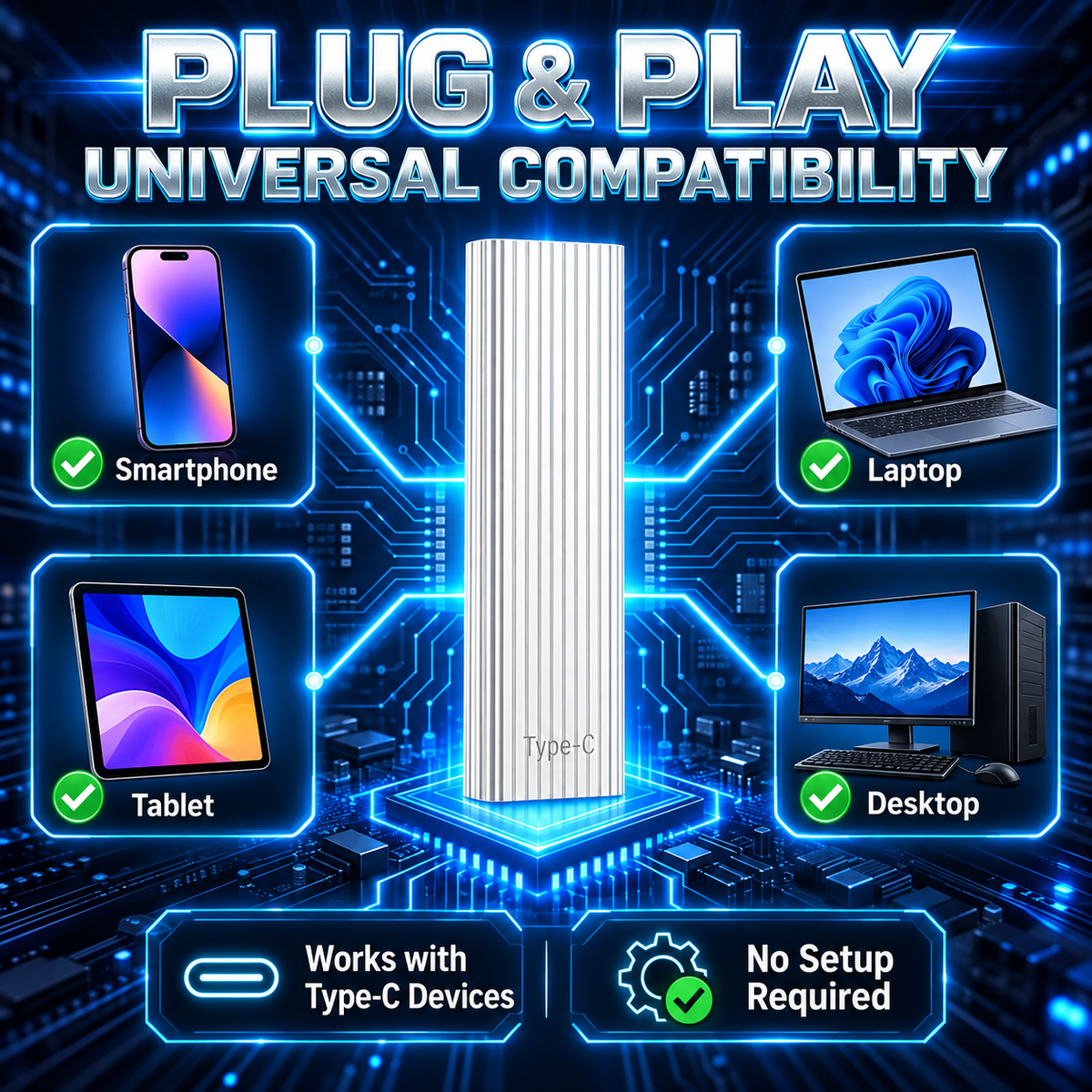 Portable Type-C Mini SSD – Compact External Storage Drive