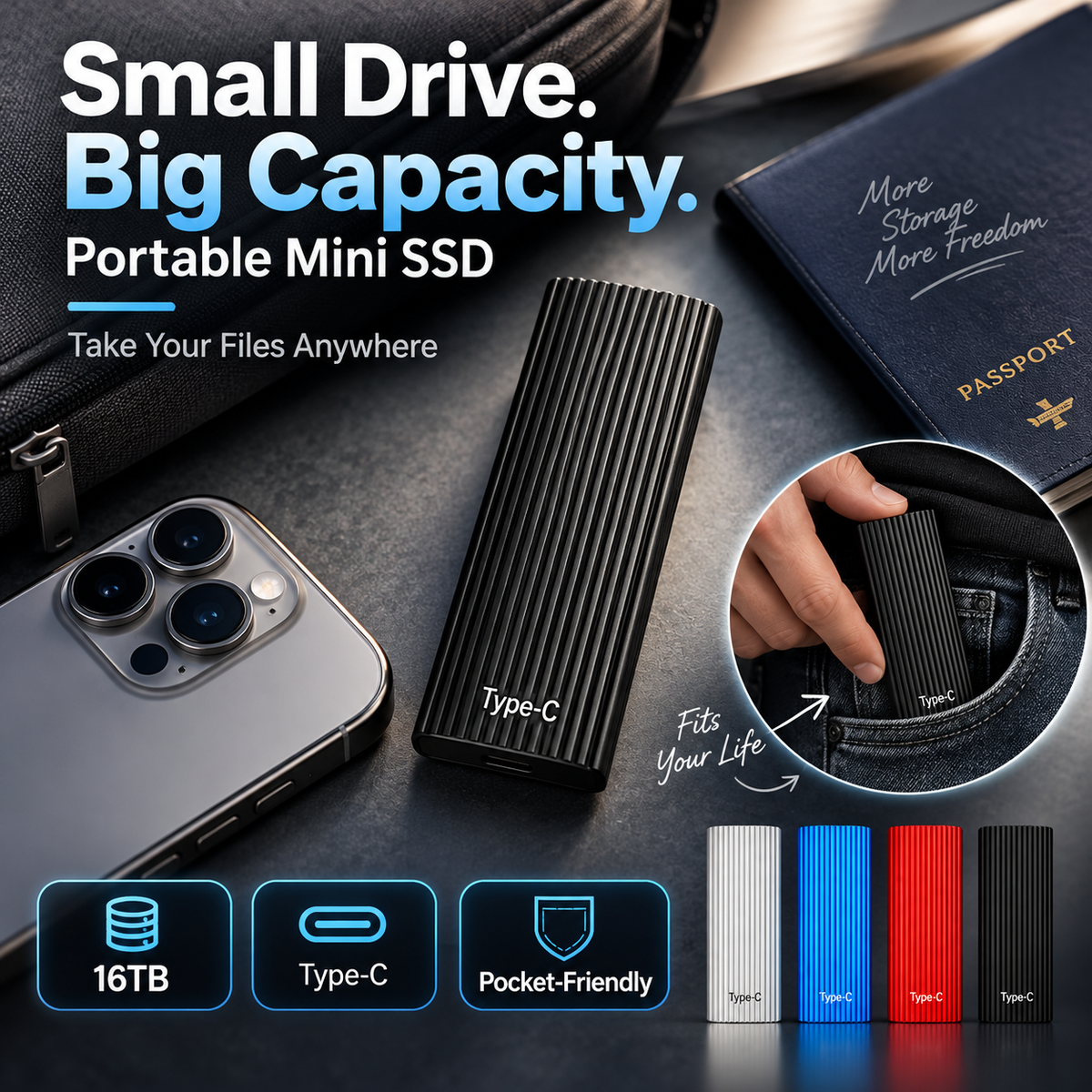 Portable Type-C Mini SSD – Compact External Storage Drive
