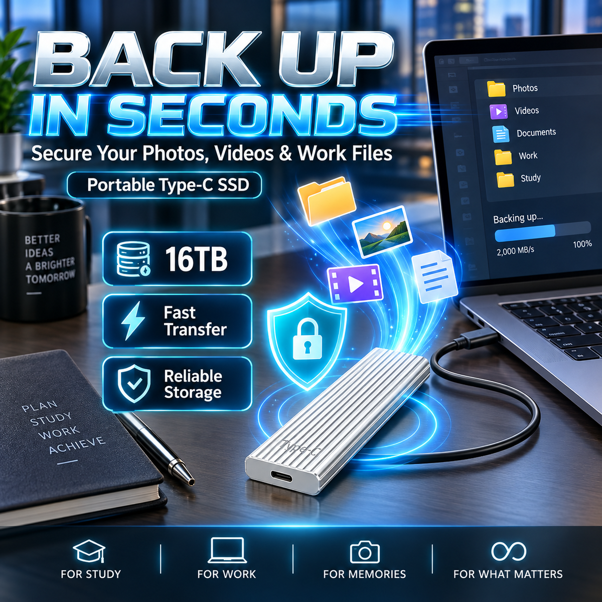 Portable Type-C Mini SSD – Compact External Storage Drive