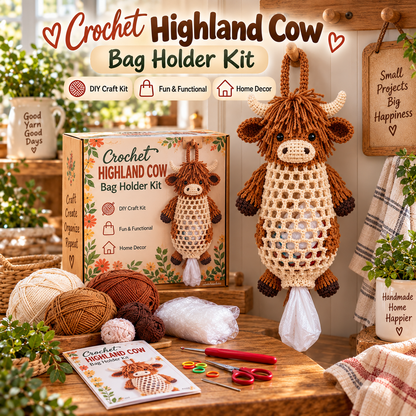 Crochet Animal Bag Holder DIY Kit – Hanging Storage Craft Project