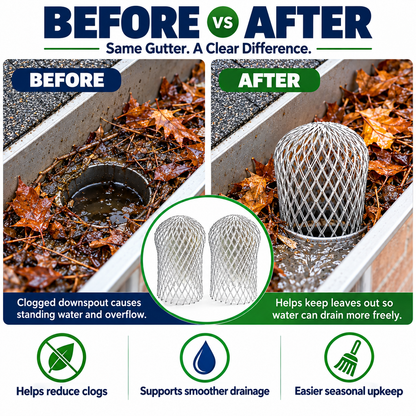 Aluminum Gutter Guard Filter – Reusable Outdoor Downspout Leaf Strainer