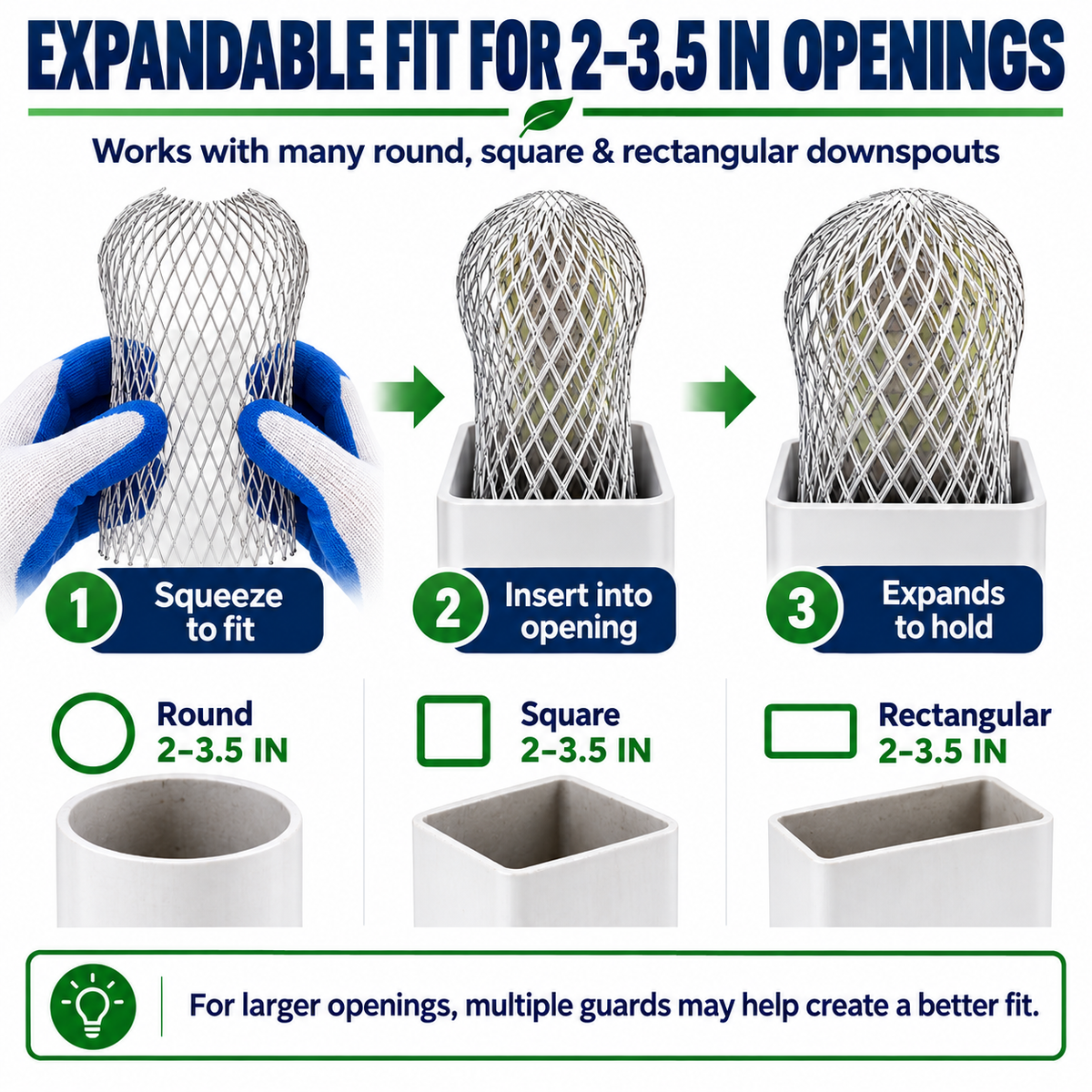 Aluminum Gutter Guard Filter – Reusable Outdoor Downspout Leaf Strainer