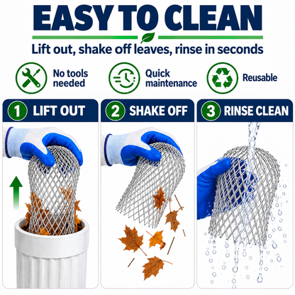 Aluminum Gutter Guard Filter – Reusable Outdoor Downspout Leaf Strainer