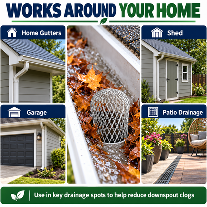 Aluminum Gutter Guard Filter – Reusable Outdoor Downspout Leaf Strainer