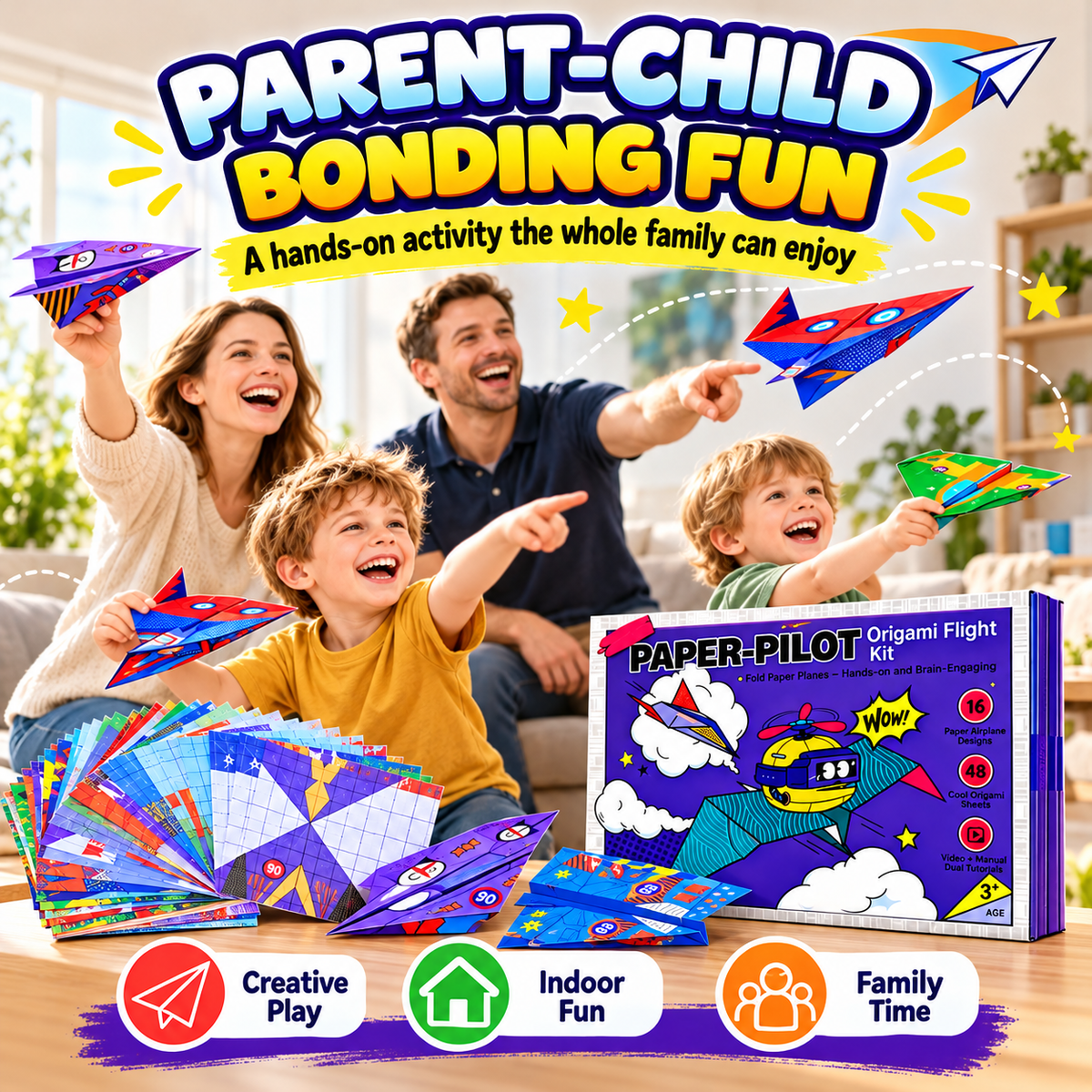DIY Paper Airplane Kit – 16 Fun Designs & 48 Origami Sheets
