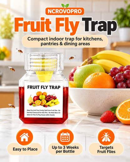 Fruit Fly Trap – Easy-to-Use Indoor Fruit Fly Catcher, Up to 3 Weeks per Bottle