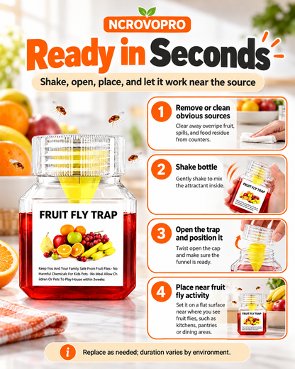 Fruit Fly Trap – Easy-to-Use Indoor Fruit Fly Catcher, Up to 3 Weeks per Bottle