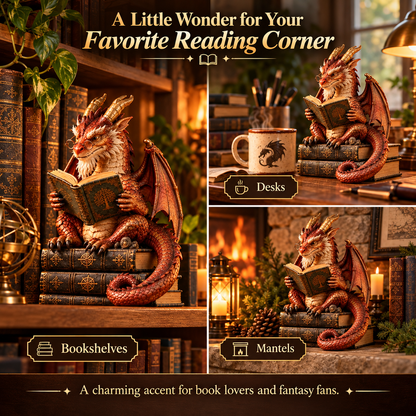 🐉Wandering Scholar Dragon Figurine | Fantasy Book Lover Décor