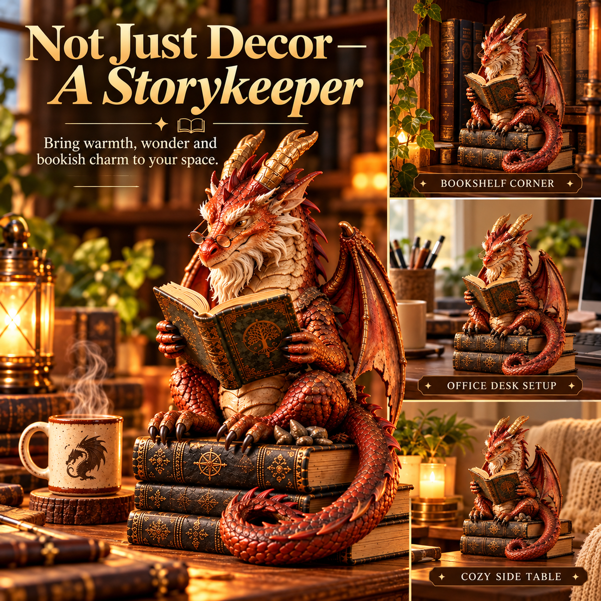 🐉Wandering Scholar Dragon Figurine | Fantasy Book Lover Décor