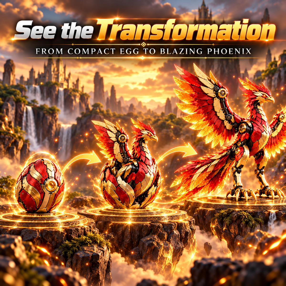 🐦‍🔥 2-in-1 Transforming Mechanical Phoenix Egg – Winged Fantasy Figure