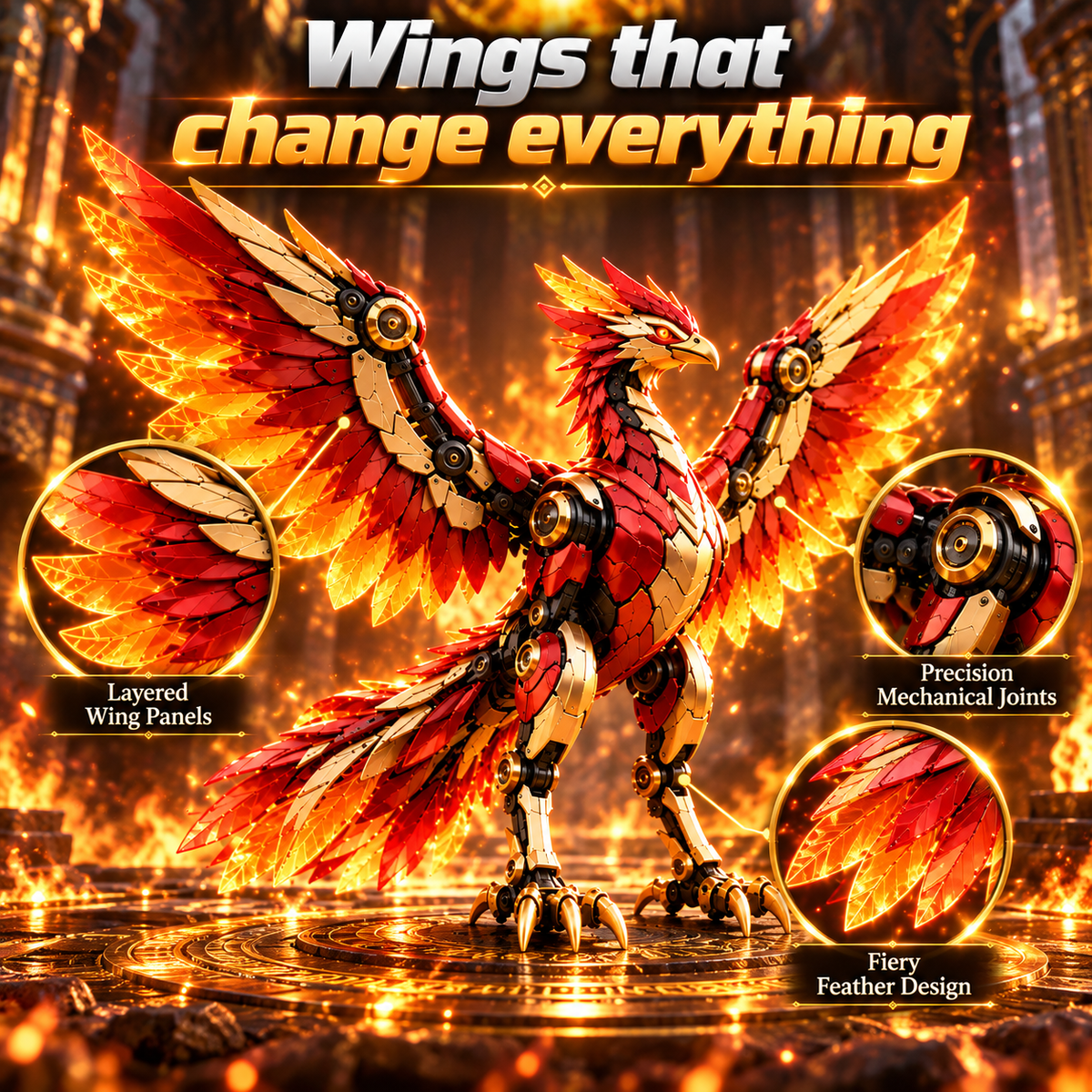 🐦‍🔥 2-in-1 Transforming Mechanical Phoenix Egg – Winged Fantasy Figure