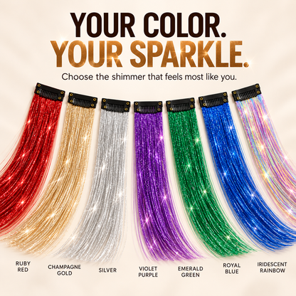 Clip-In Hair Tinsel Extensions | Removable Sparkle, 10 Pcs