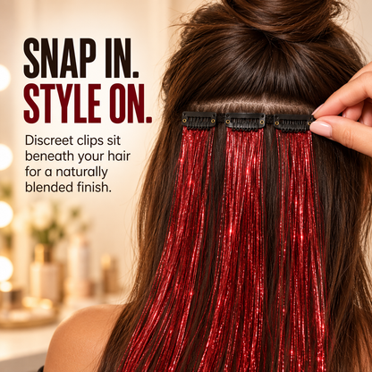 Clip-In Hair Tinsel Extensions | Removable Sparkle, 10 Pcs